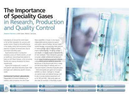 The Importance of Speciality Gases in Research, Production and Quality Control Stephen Harrison, Linde Gases, Munich, Germany.