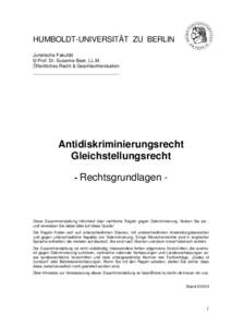 HUMBOLDT-UNIVERSITÄT ZU BERLIN Juristische Fakultät © Prof. Dr. Susanne Baer, LL.M. Öffentliches Recht & Geschlechterstudien ________________________________________