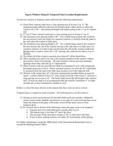 Egress Window Sizing & Tempered Glass Location Requirements