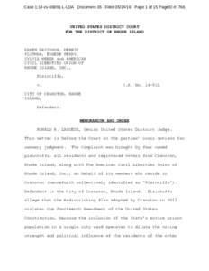 Case 1:14-cvL-LDA Document 35 FiledPage 1 of 15 PageID #: 766  UNITED STATES DISTRICT COURT FOR THE DISTRICT OF RHODE ISLAND  KAREN DAVIDSON, DEBBIE