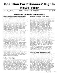 Coalition For Prisoners’ Rights Newsletter Vol. 42-yy, No. 7 PO Box 1911, Santa Fe NM 87504