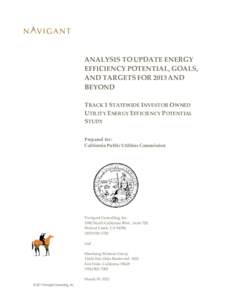 ANALYSIS TO UPDATE ENERGY EFFICIENCY POTENTIAL, GOALS, AND TARGETS FOR 2013 AND BEYOND TRACK 1 STATEWIDE INVESTOR OWNED UTILITY ENERGY EFFICIENCY POTENTIAL