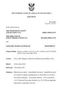 Appellate review / Lawsuits / Legal procedure / Prosecutor / Malicious prosecution / Paul Ngobeni / Director of Public Prosecutions / Law / Prosecution / Appeal