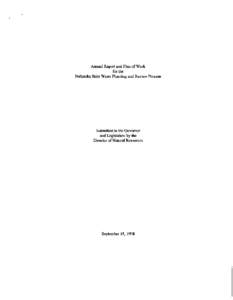 Annual Report and Plan of Work for the Nebraska State Water Planning and Review Process Submitted to the Governor and Legislature by the