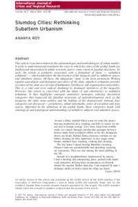Volume 35.2 March–38  International Journal of Urban and Regional Research DOI:j01051.x  Slumdog Cities: Rethinking