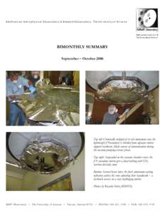 Smithsonian Astrophysical Observatory & Steward Observatory, The University of Arizona  BIMONTHLY SUMMARY September – October[removed]Top left: Chemically stripped of its old aluminum coat, the