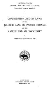 Constitution and Bylaws of the Kanosh Band of Paiute Indians of the Kanosh Indian Community