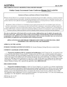 Fairfax County Architectural Review Board Meeting Agenda for July 24, 2014