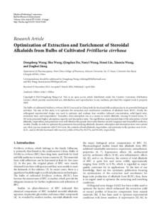 Optimization of Extraction and Enrichment of Steroidal Alkaloids from Bulbs of Cultivated Fritillaria cirrhosa