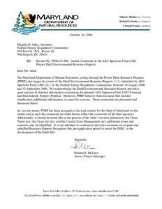 October 16, 2006 Magalie R. Salas, Secretary Federal Energy Regulatory Commission 888 First St., N.E., Room 1A Washington, DC[removed]RE: