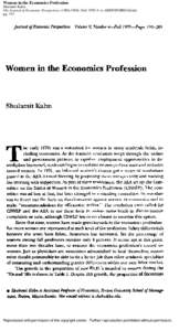 Women in the Economics Profession Shulamit Kahn The Journal of Economic Perspectives[removed]); Fall 1995; 9, 4; ABI/INFORM Global pg[removed]Reproduced with permission of the copyright owner. Further reproduction prohib