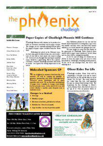 April[removed]Paper Copies of Chudleigh Phoenix Will Continue