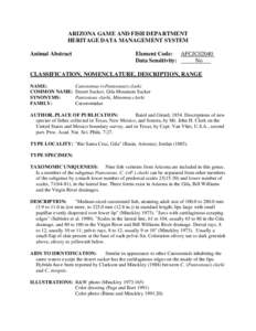 ARIZONA GAME AND FISH DEPARTMENT HERITAGE DATA MANAGEMENT SYSTEM Animal Abstract Element Code: AFCJC02040 Data Sensitivity: