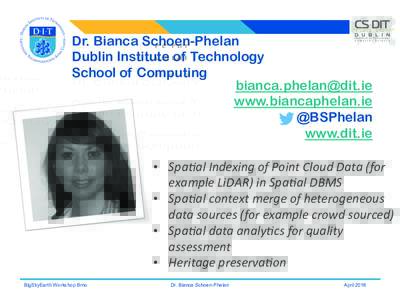 Dr. Bianca Schoen-Phelan Dublin Institute of Technology School of Computing  www.biancaphelan.ie @BSPhelan