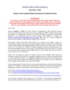 Change in State-Supplied Rabies Post-Exposure Prophylaxis Policy