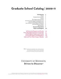 Graduate School Catalog 2009–11 