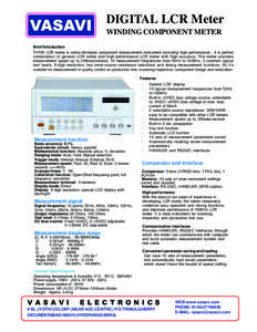 VASAVI  DIGITAL LCR Meter WINDING COMPONENT METER  Brief Introduction