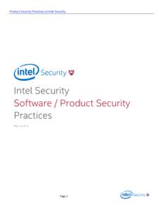 Product Security Practices at Intel Security  Intel Security Software / Product Security Practices May 14, 2015