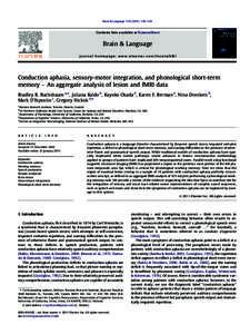 Conduction aphasia, sensory-motor integration, and phonological short-term memory â€“ An aggregate analysis of lesion and fMRI data