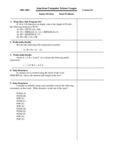 American Computer Science League Junior Division  Short Problems