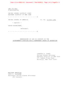 Case 1:11-cr[removed]JG Document 3 Filed[removed]Page 1 of 11 PageID #: 5  DMB:JPL/MSA F.#2011R00783 UNITED STATES DISTRICT COURT EASTERN DISTRICT OF NEW YORK
