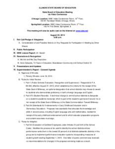 Illinois State Board of Education - Agenda and Minutes of the August 20, 2014 Meeting