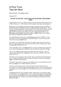 St Piran Trust - Trest Sen Peran - press release
