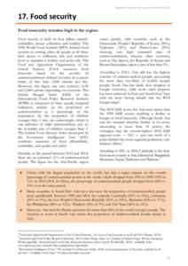 Statistical Yearbook for Asia and the Pacific[removed]Food security Food insecurity remains high in the region. Food security is built on four pillars, namely: availability, access, utilization and stability. The