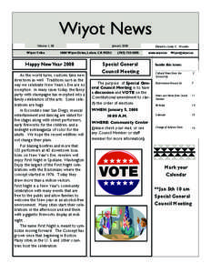 Wiyot News Wiyo t Tribe 1000 Wiyot Dr. Loleta, CA[removed]Phone: [removed]Fax: [removed]