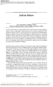 Judicial reform Juan Carlos Botero; Rafael La Porta; Florencio Lopez-de-Silanes; Andrei Shlei... The World Bank Research Observer; Spring 2003; 18, 1; ABI/INFORM Global pg. 61  Reproduced with permission of the copyright