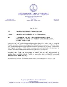 COMMONWEALTH of VIRGINIA Marine Resources Commission Molly Joseph Ward Secretary of Natural Resources[removed]Washington Avenue