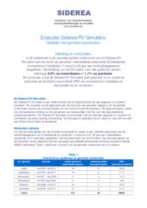 SIDEREA adviesburo voor duurzame energie. opbrengstberekeningen en simulaties voor zonnestroom.  Evaluatie Siderea PV Simulator.