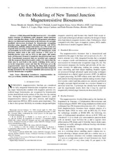 92  IEEE TRANSACTIONS ON INSTRUMENTATION AND MEASUREMENT, VOL. 59, NO. 1, JANUARY 2010 On the Modeling of New Tunnel Junction Magnetoresistive Biosensors