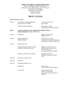 FOOD AND DRUG ADMINISTRATION Center for Biologics Evaluation and Research 106th Meeting of the Blood Products Advisory Committee FDA Fishers Lane Building 5630 Fishers Lane, Room 1066 Rockville, Maryland