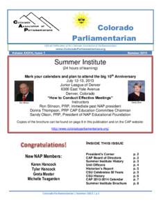 Colorado Parliamentarian Official Publication of the Colorado Association of Parliamentarians www.ColoradoParliamentarian.org