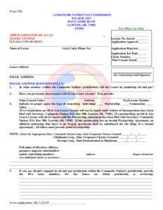 Form 700 COMANCHE NATION TAX COMMISSION P.O. BOX[removed]E. GORE BLVD. LAWTON, OK[removed]