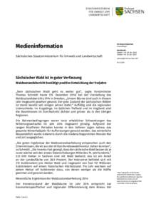 Medieninformation Sächsisches Staatsministerium für Umwelt und Landwirtschaft Ihr Ansprechpartner Frank Meyer Durchwahl