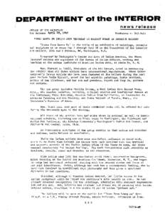 DEPARTMENT 01 the INTERIOR news release OFFICE OF THE SECRETARY For Release April 28, 1968  Henderson[removed]