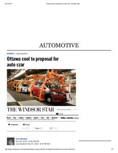 [removed]Ottawa cool to proposal for auto czar | Windsor Star AUTOMOTIVE BUSINESS / Automotive