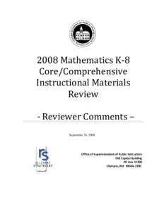 OSPI K-8 Mathematics IMR Reviewer Comments[removed]