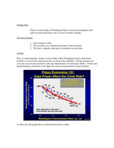 Briefing Paper Prison overcrowding in Washington State is driven by inadequate bed space in state institutions, not excessive sentence lengths. Executive Summary 1. Incarceration works. 2. We currently use a minimum amou