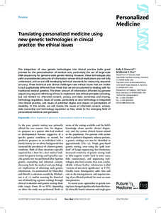 Review  w Translating personalized medicine using new genetic technologies in clinical