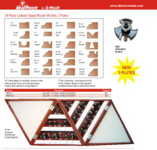 www.dimarcanada.com  by 24 Piece Carbide Tipped Router Bit Sets, 3 Flutes 1/2”