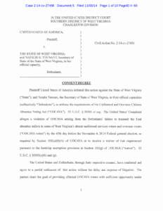 Case 2:14-cv[removed]Document 5 Filed[removed]Page 1 of 10 PageID #: 60  fN T HE UN ITED STATES DISTRICT COURT SOUT HERN D ISTRICT OF WEST VI RGfNlA CHARLESTON DIVIS ION UN ITED STATES OF AME RICA,