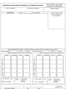 Maine Dept.Health & Human Services Division of Environmental Health[removed]Fax: ([removed]SUBSURFACE WASTEWATER DISPOSAL SYSTEM APPLICATION Town, City, Plantation