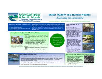 Water Quality and Human Health:  Addressing the Connections Christine French, Luisa Castro, Kitt Farrell-Poe, Laosheng Wu, Carl Evensen, Mark Walker, Don Vargo, Sharon Fanolua, Lawerence Duponcheel, Jim Currie, Manny Dug