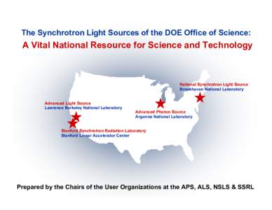 The Synchrotron Light Sources of the DOE Office of Science:  A Vital National Resource for Science and Technology National Synchrotron Light Source Brookhaven National Laboratory