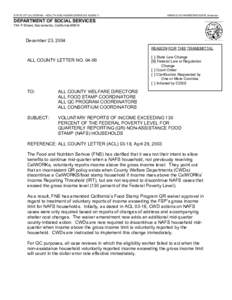 STATE OF CALIFORNIA - HEALTH AND HUMAN SERVICES AGENCY  ARNOLD SCHWARZENEGGER, Governor DEPARTMENT OF SOCIAL SERVICES 744 P Street, Sacramento, California 95814