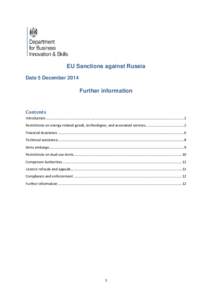 EU Sanctions against Russia Date 5 December 2014 Further information  Contents