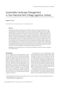 ISSNhard copy) | ISSNonline)  Sustainable Landscape Management in Tara National Park (Village Jagoštica, Serbia) Blagojević IvanaA* Received: April 2012 | Revised: June 2012 | Accepted: June 201